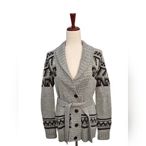 Bass Cardigan Belted Sweater Wool Blend Size S